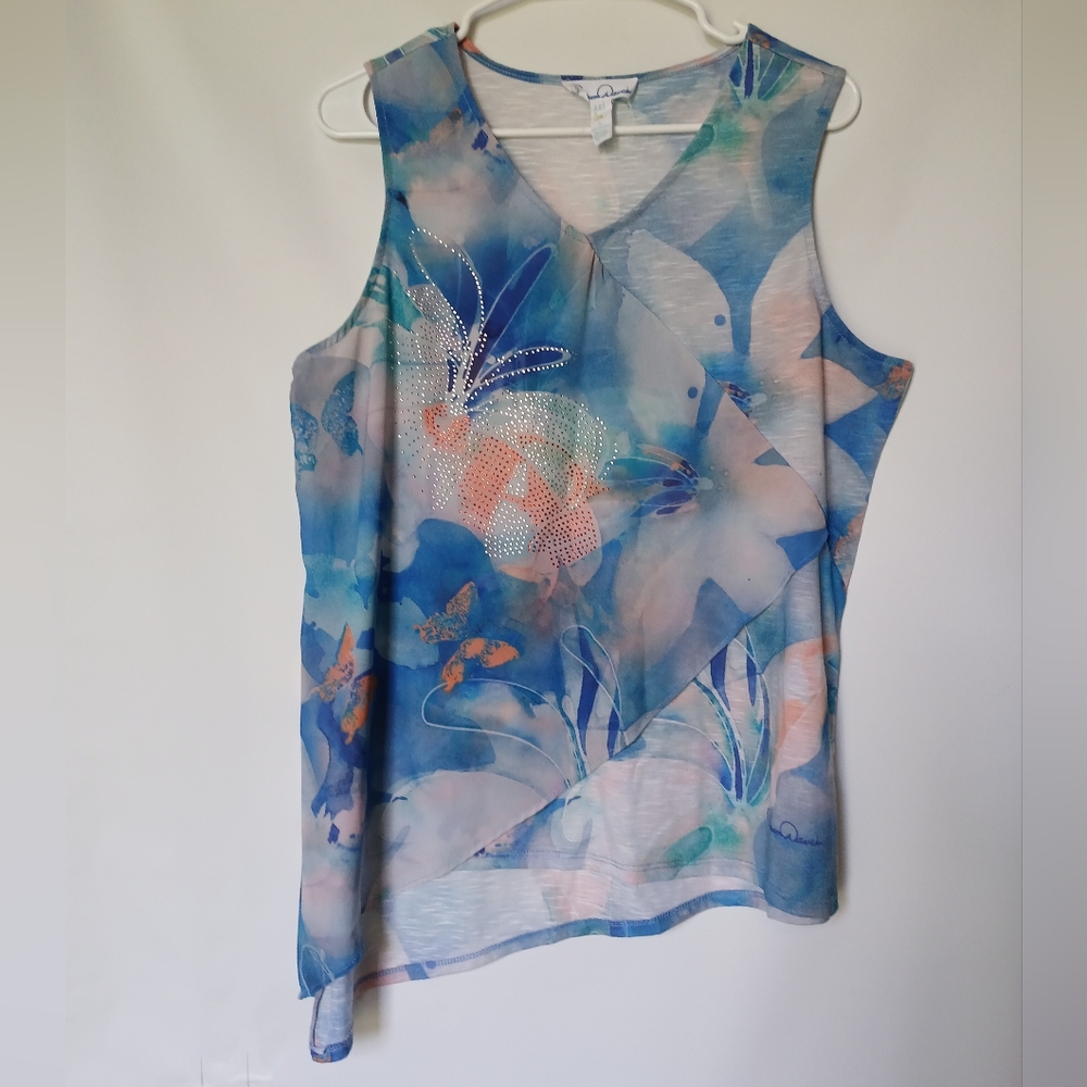 Art&Sol Dawn Davis Womens Tank Top Size L Colors Pastel Blues&Pinks